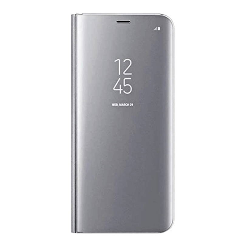 SES Zrkadlový plastový flip obal pre Samsung Galaxy A52 A525F - strieborný 15102