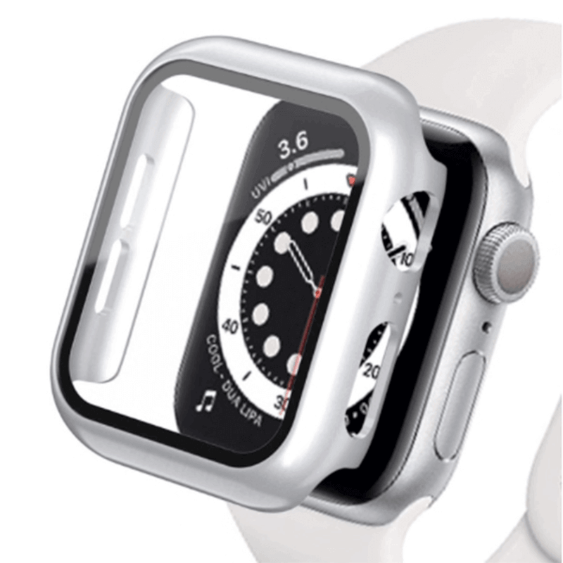 2v1 Kryt s ochranným sklom na Apple Watch 41 mm (9.série) - strieborný
