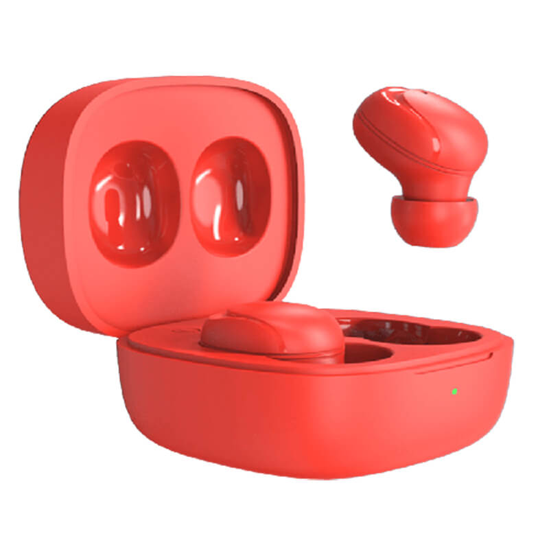 Sportovní bezdrátová bluetooth sluchátka s nabíjecím pouzdrem - červená