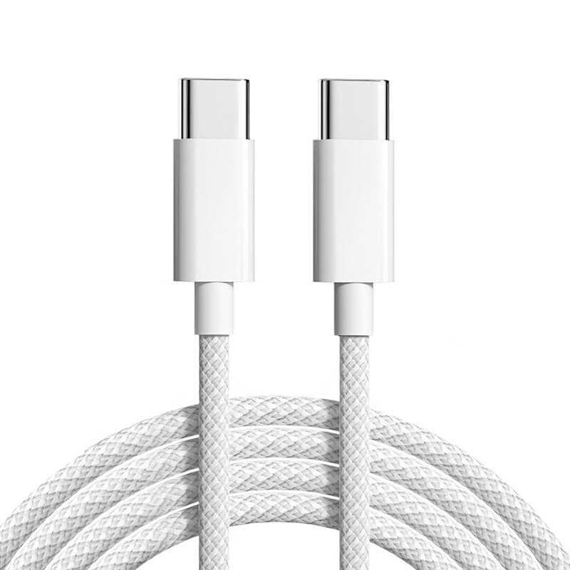 Nylónový nabíjací kábel USB-C - USB-C 1m - biely