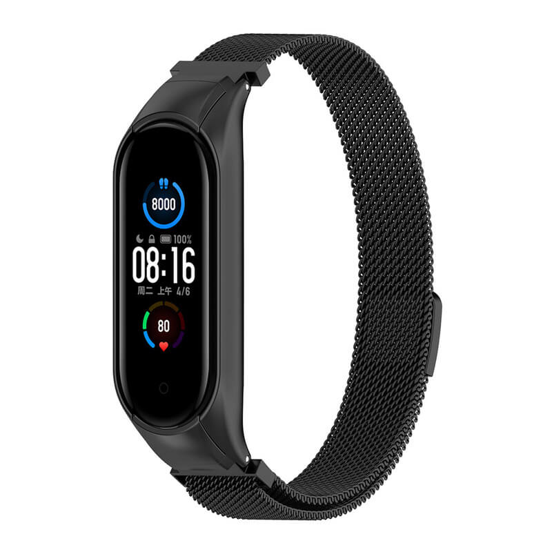 Celokovový remienok pre chytré hodinky Xiaomi Mi Band 4 - čierny