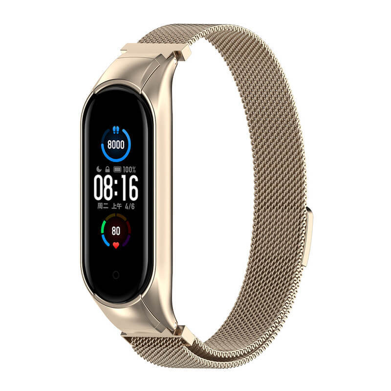 SES Celokovový remienok pre chytré hodinky Xiaomi Mi Band 8 - zlatý 15752