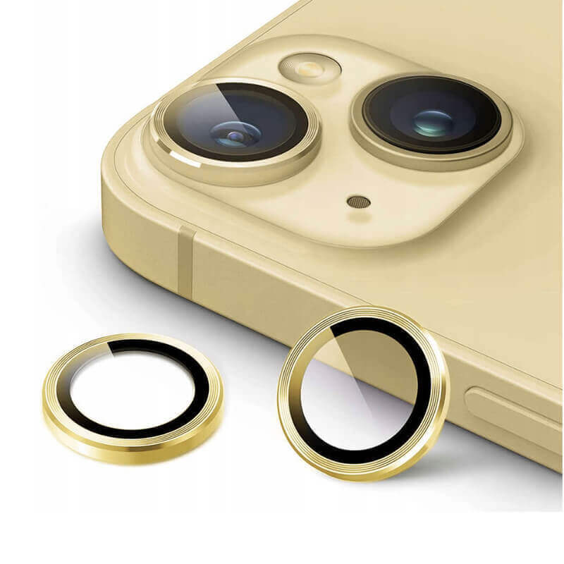 Metalické ochranné sklo na šošovku fotoaparátu a kamery pre Apple iPhone 13 - zlaté