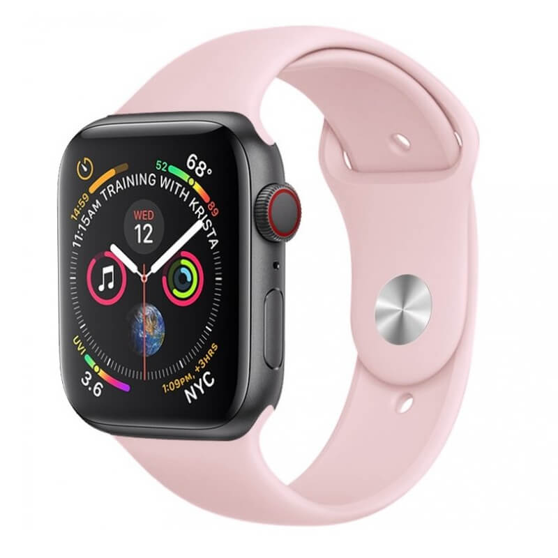 Silikónový remienok pre chytré hodinky Apple Watch SE 40 mm (2020) - svetlo ružový