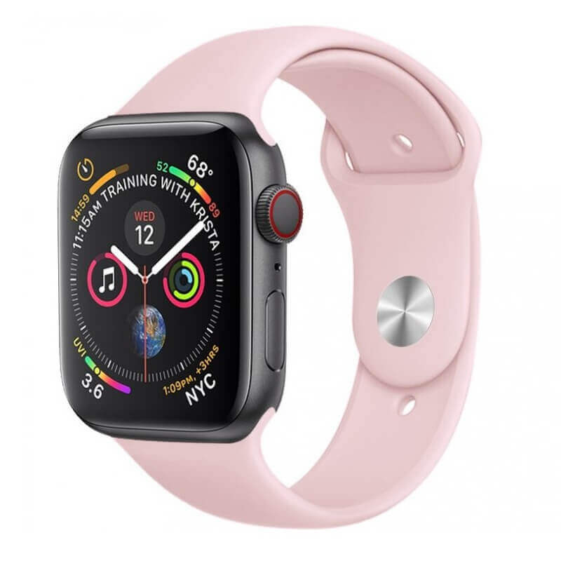 Silikónový remienok pre chytré hodinky Apple Watch SE 44 mm (2023) - svetlo ružový