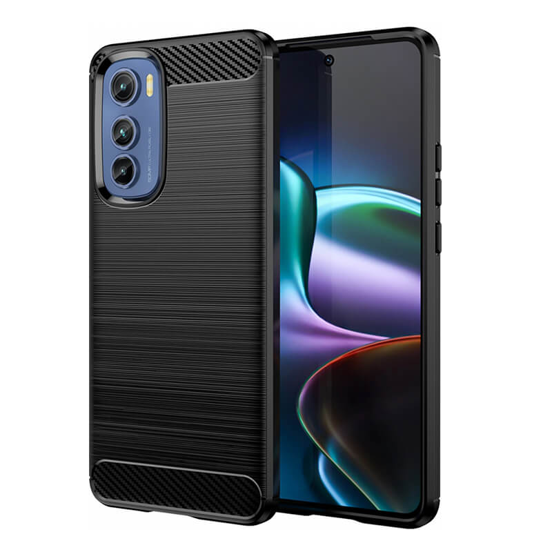 Ochranný silikónový obal karbón pre Motorola Edge 40 Neo - čierny