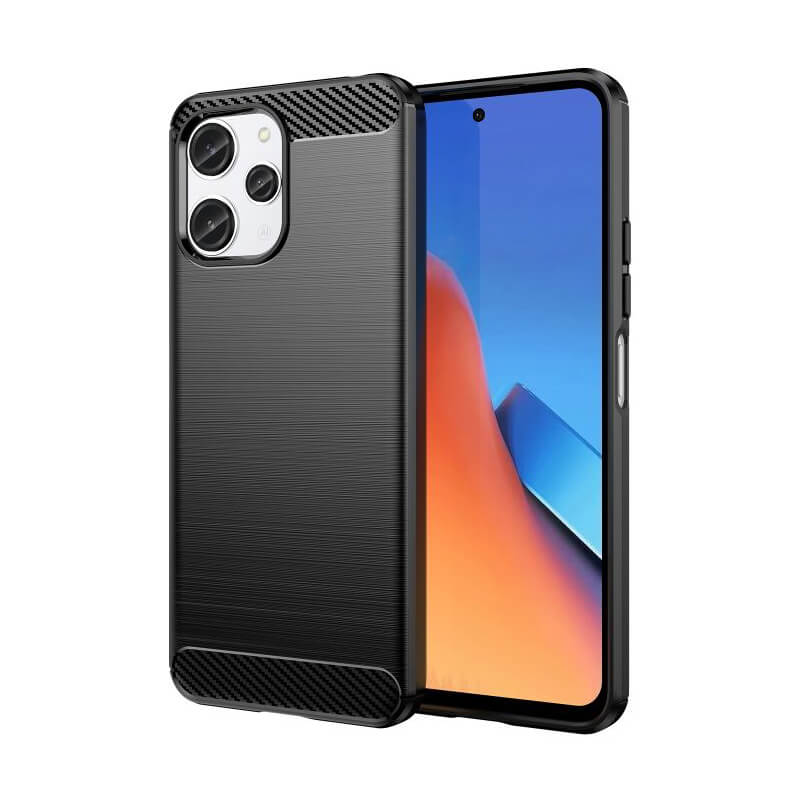Ochranný silikónový obal karbón pre Xiaomi Redmi 12 4G - čierny