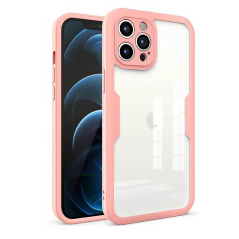 Ochranný 360 ° celotelový kryt pre Apple iPhone 12 Pro Max - svetlo ružový