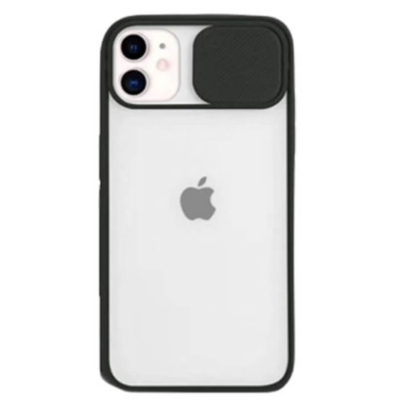 SES Silikonový ochranný obal s posuvným krytem na fotoaparát pre Apple iPhone 12 Pro Max - čierny 10891