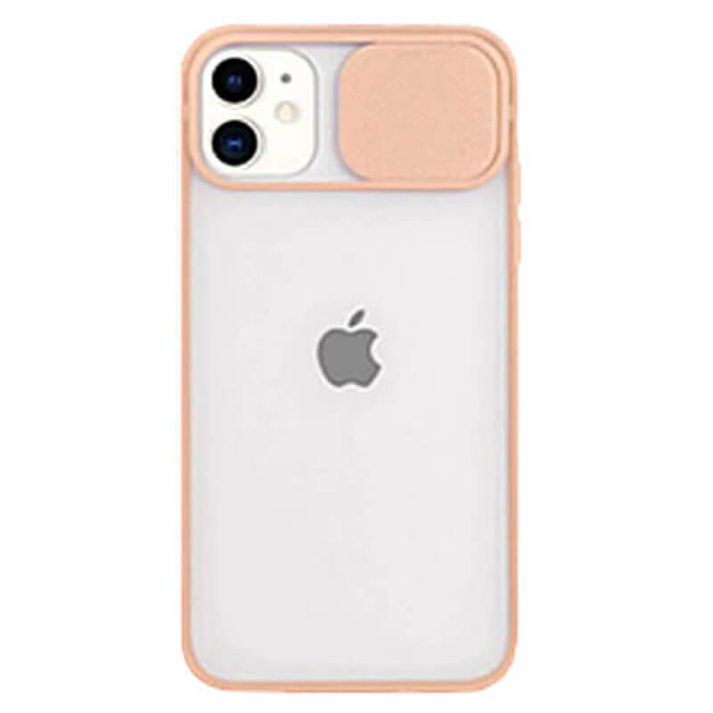 Silikonový ochranný obal s posuvným krytem na fotoaparát pre Apple iPhone 14 Pro - telovy