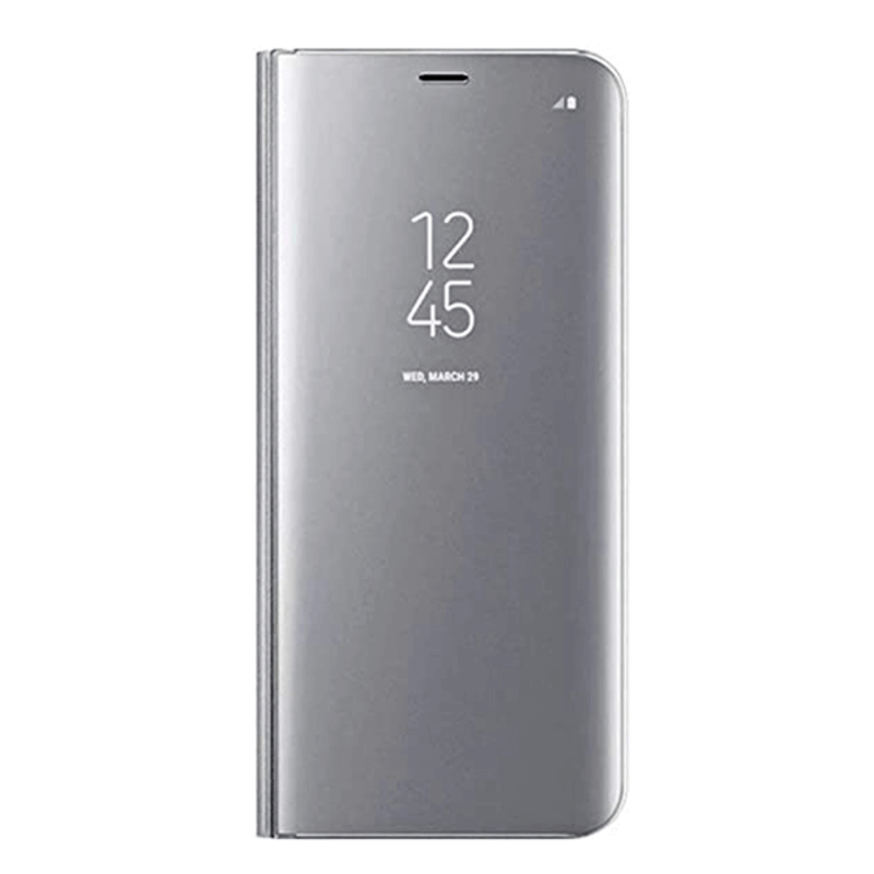 SES Zrkadlový plastový flip obal pre Samsung Galaxy S21 G991B - strieborný 16940