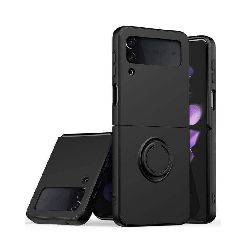 SES Silikónový ochranný obal s držiakom na prst pre Samsung Galaxy Z Flip6 5G F741B - čierny 17151