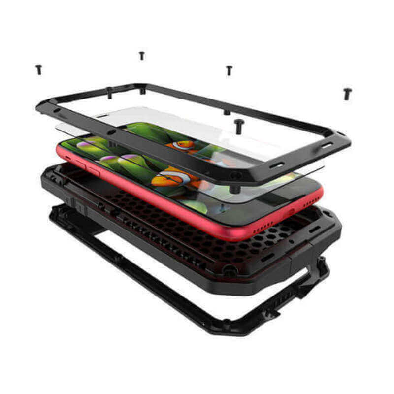 EXTRÉMNE odolný hliníkovo-silikónový obal pre Apple iPhone 15 Pro - čierny