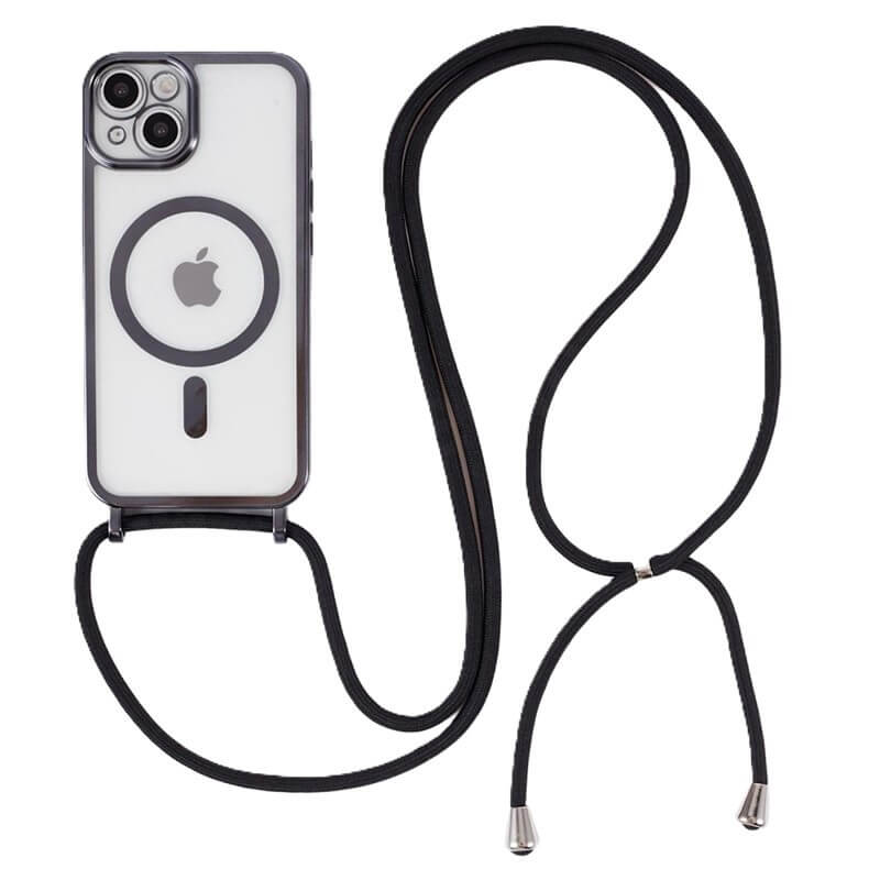 MagSafe silikónový kryt so šnúrkou pre Apple iPhone 11 - čierny