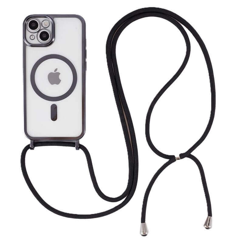 MagSafe silikónový kryt so šnúrkou pre Apple iPhone 13 - čierny