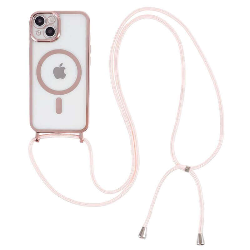 MagSafe silikónový kryt so šnúrkou pre Apple iPhone 16 Pro Max - svetlo ružový