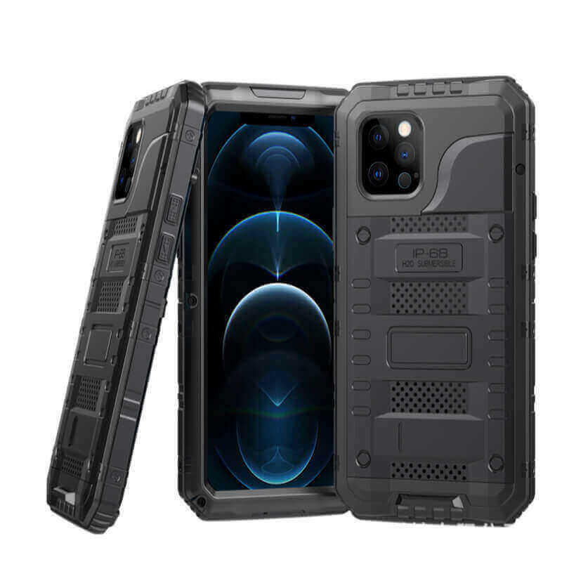 Vodeodolný hliníkovo-silikónový obal pre Apple iPhone 16 Pro Max - čierny