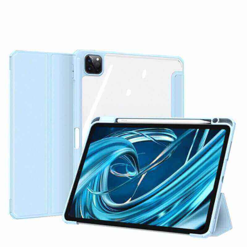 2v1 Smart flip cover+zadný silikónový ochranný obal s držiakom na pero pre Xiaomi Pad 6s Pro 12.4'' - svetlo modrý