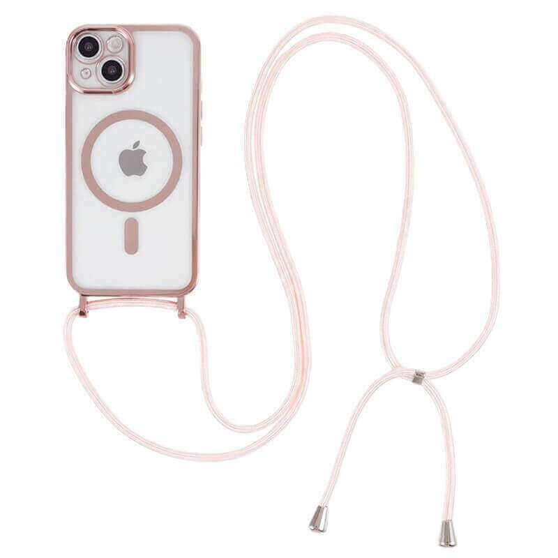 MagSafe silikónový kryt so šnúrkou pre Apple iPhone 17 Pro Max - svetlo ružový