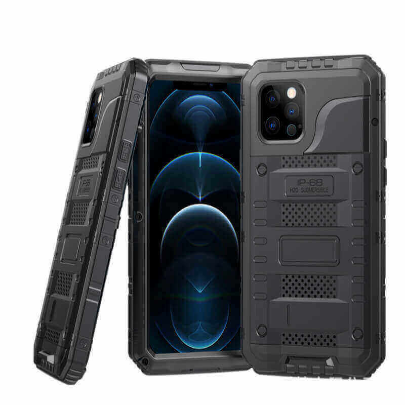 Vodeodolný hliníkovo-silikónový obal pre Apple iPhone 17 Pro Max - čierny