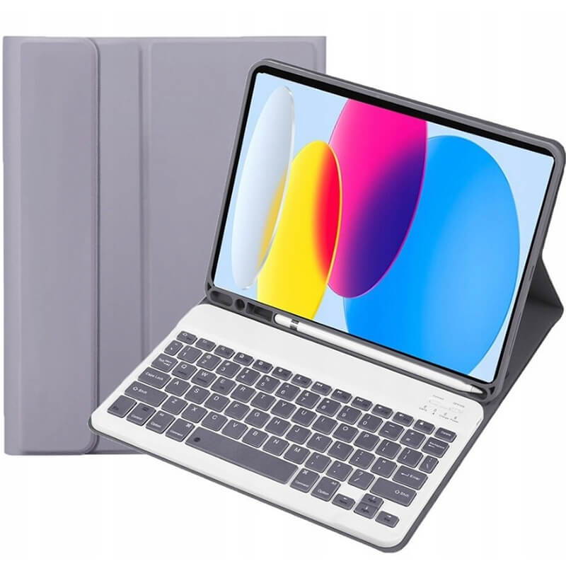 Puzdro s klávesnicou a držiakom na stylus pre Apple iPad 10,9" 2022 (10.generace) - svetlo fialove